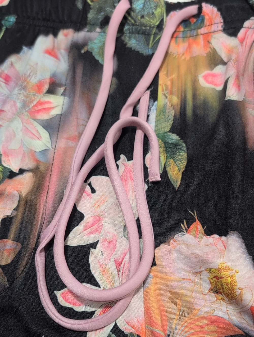 Floral Satin Pajama Set - Black Multi - Picture 9 of 10